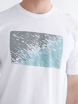 Bisiklet Yaka Bask?l? Penye Erkek Ti??rt