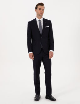 Lacivert Slim Fit Tak_m Elbise