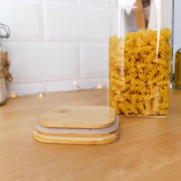 Банка квадратная бамбуковая крышка 1300 мл диаметр 100/20 см - Галеонтрейд фото 3