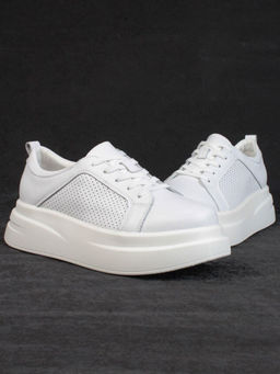 05-PDE36-1 WHITE Кроссовки женские (натуральная кожа)