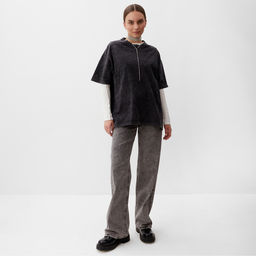 Футболка из вареного хлопка женская Mist Don't touch me, размер L, чёрная