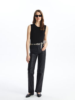 Kad?n Bisiklet Yaka D?z Triko Kazak