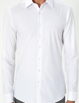 Рубашка Slim Fit белая с длинным рукавом