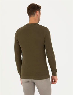 Koyu Haki Slim Fit Fermuarl_ Dik Yaka Triko Kazak - Pierre cardin фото 6