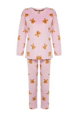 Pembe Polar Ay?c?kl? K?sl?k Orme Pijama Tak?m? THMAW24PT00272
