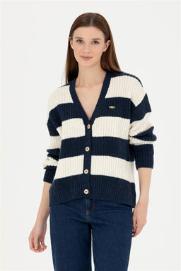 Женский темно-синий трикотажный кардиган