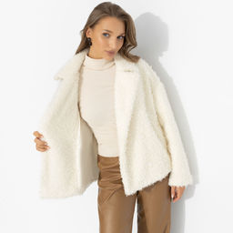 Полупальто из мягкого экомеха, Слишком заметна (белый шоколад, oversize, 42-48, нью) - Charutti фото 6