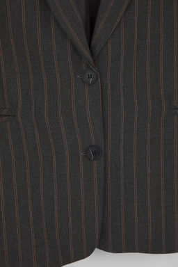Antrasit Kahverengi Cizgili Oversize Blazer Ceket TWOAW26BC00024 - Trendyolmilla фото 4