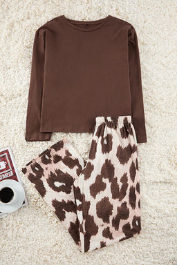 Trendyolmilla Siyah Leopar Desenli Orme Pijama Tak?m? THMAW25PT00100  фото 13