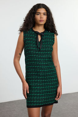 Trendyolmilla Siyah Tuvit Gorunumlu Triko Mini Elbise TWOAW25EL00542  фото 2