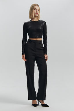 Лонгслив укороченный с блестящим покрытием - Mollis фото 2