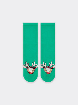 Цена за 5 пар! Носки детские зеленые с рисунком в виде оленя - Mark formelle фото 4