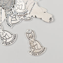 Металлический элемент, декоративная подвеска Котик: Я твой хозяин, набор 10 шт., 1.62.5 см