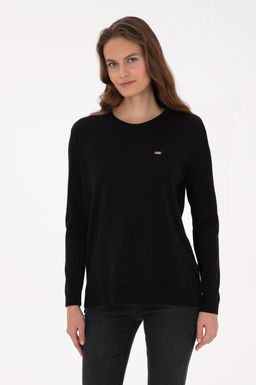 Kad_n Siyah Bisiklet Yaka Basic Kazak