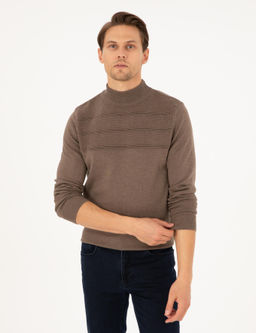 Vizon Melanj Slim Fit Yar_m Bal_k__ Yaka Triko Kazak