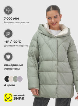 Куртка женская зимняя с капюшоном большого размера зеленого цвета 1170Z - Mtforce фото 19