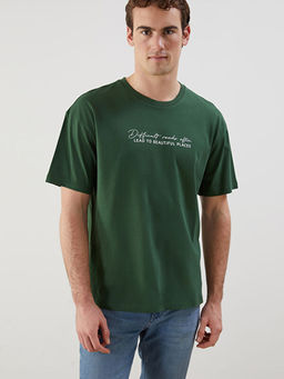 Bisiklet Yaka K?sa Kollu Bask?l? Penye Erkek Ti??rt