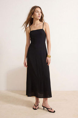 TRENDYOLMILLA K?rm?z? Duz Duz Kesim Gipeli Maxi Dokuma Elbise TWOSS25EL00626  фото 13