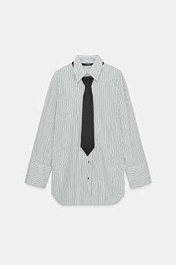POPLIN SHIRT WITH TIE - Zara фото 6