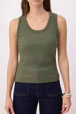 Kahverengi Fitted/Vucuda Oturan Havuz Yaka Kolsuz Fitilli Esnek Orme Atlet TWOSS26AL00062 - Trendyolmilla фото 12