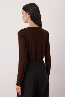 Kahverengi Duz Kruvaze Uzun Orme Sandy Y?lbas? Body TPRAW26BD00029