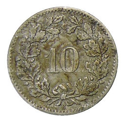 Монета 10 раппенов 1900 года Швейцария