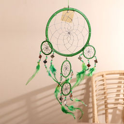 Ловец снов «Пять колец», 25×0.5×50 см, зелёный