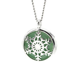Кулон открывающийся Снежинка 25*25мм с авантюрином зеленым