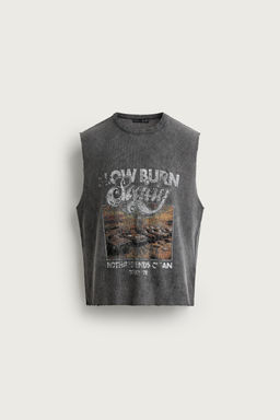 CAMISETA TANK PUNTO LAVADO ESTAMPADO / Negro - Zara фото 7
