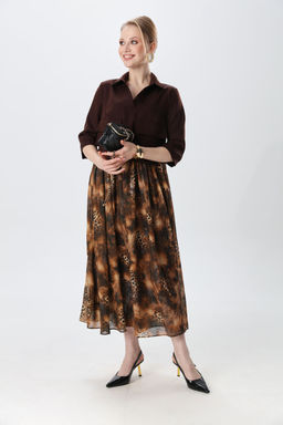 Платье NIKVA н514-5 шоколад и кофейный леопард  фото 7