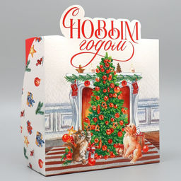 Коробка складная С Новым годом, камин, 25 х 25 х 10 см - Дарите счастье фото 2
