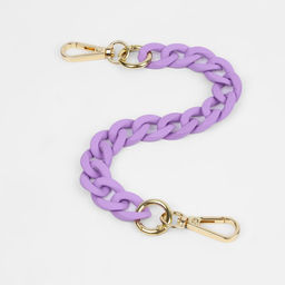 Цепочка для сумки, с карабинами, пластиковая, 23×17 мм, 30 см, цвет сиреневый, золотой