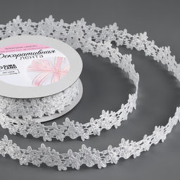 Лента фигурная Розы, 25 мм, 9 0,5 м, цвет белый