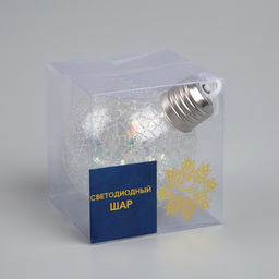 Ёлочный шар Ледяной шар, d=8 см, 1 LED, от батареек LR44x3, свечение тёплое белое - Luazon lighting фото 4