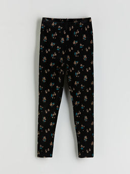 Beli Lastikli ?i?ekli K?z ?ocuk Kadife Tayt