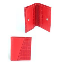 Портмоне женское Croco-ПР-915 натуральная кожа 1 отд, 9 карм, красный крок/алый орфей (203/206) 246901