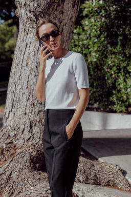 BASIC PLAIN KNIT SHORT SLEEVE TOP - Zara фото 8