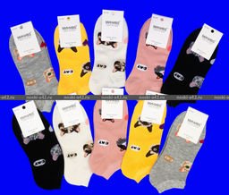 Цена за 10 пар. МИНИBS носки женские укороченные Кошки 36-41 (фактически 36-40) - Weiwei фото 4