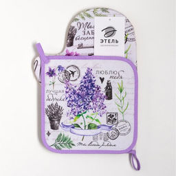 Набор кухонный Лучшая бабушка варежка-прихватка 20х28см, прихватка 19х19см,100% хл - Этель фото 6