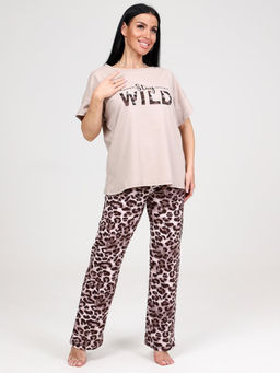 970 ДОМАШНИЙ КОСТЮМ ЖЕНСКИЙ (брюки) (Розовый/бежевый) - А-дина фото 2