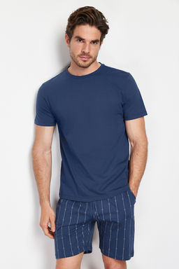 TRENDYOL MAN Lacivert Bask?l? Regular Fit Orme Sortlu Pijama Tak?m? TMNSS24PT00025 - Trendyolmilla фото 2