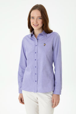 Женская фиолетовая базовая рубашка с длинным рукавом - U.s. polo assn фото 10