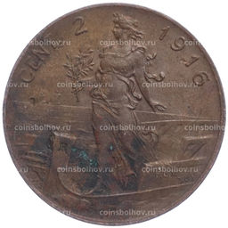 Монета 2 чентезимо 1916 года Италия