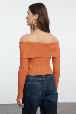 Turuncu Crop Premium Iplik/Ozel Iplik Fitted/Vucudu Saran Triko H?rka TWOAW25HI00095