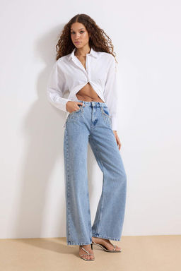 Mavi Tasl? Aksesuar Detayl? Yuksek Bel Wide Leg Jeans TWOSS23JE00204 - Trendyolmilla фото 8