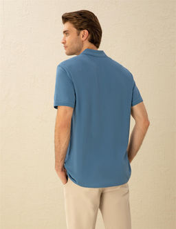 Koyu Mavi Regular Fit Basic Ti__rt