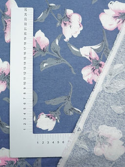 Теплый хлопок Цветущая магнолия цв.джинсовый, СОРТ2, ш.1.45м, хлопок-100%, 150гр/м.кв - Купава фото 5