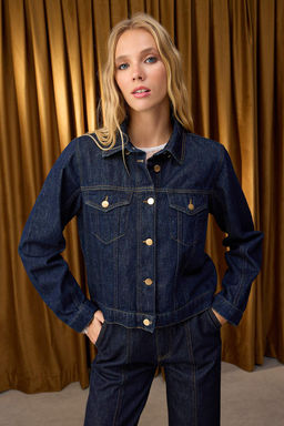 Kahverengi C?kar?labilir Pelerinli Denim Panco Ceket TWOAW26CE00001 - Trendyolmilla фото 10