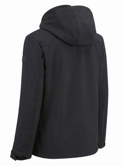Ветровка мужская софтшелл виндстоппер с капюшоном спортивная черного цвета 9617_1Ch