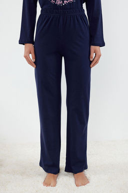 Trendyolmilla Lacivert %100 Pamuklu Ay?c?kl? ve Galaksi Bask?l? Orme Pijama Tak?m? THMAW25PT00001  фото 4